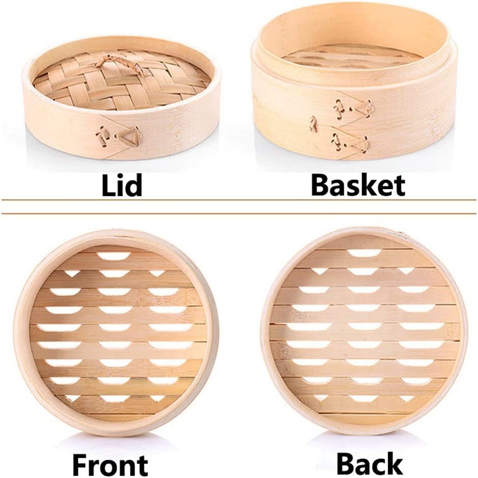 Cesta de Vapor Bambú para Cocinar Asiático 2 pisos 15 cm