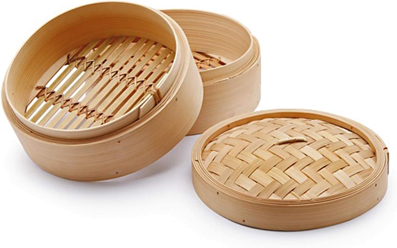 Cesta de Vapor de Bambú para Cocinar Asiático 20 cm