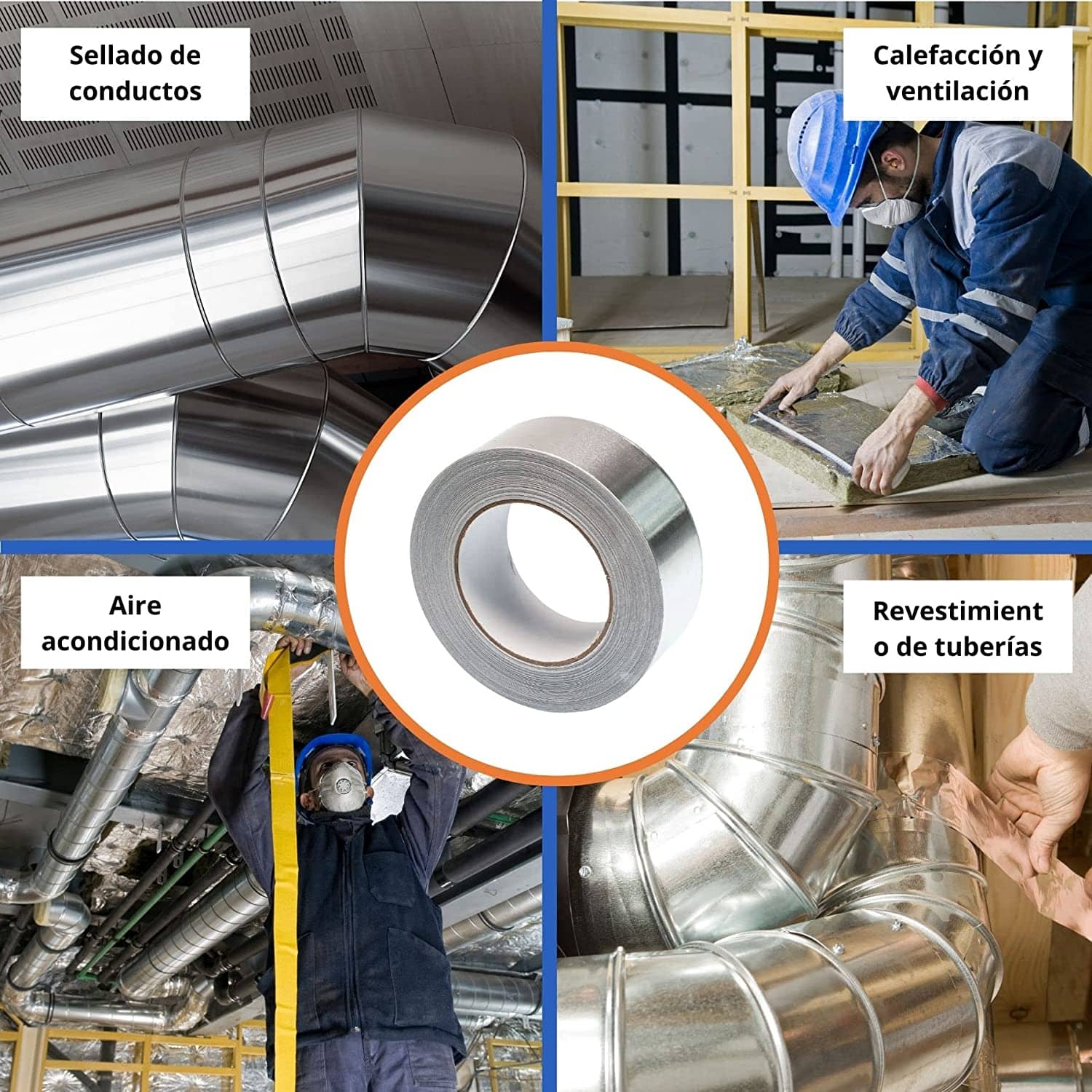 Cinta adhesiva de aluminio 50 mm 50 M Plateado