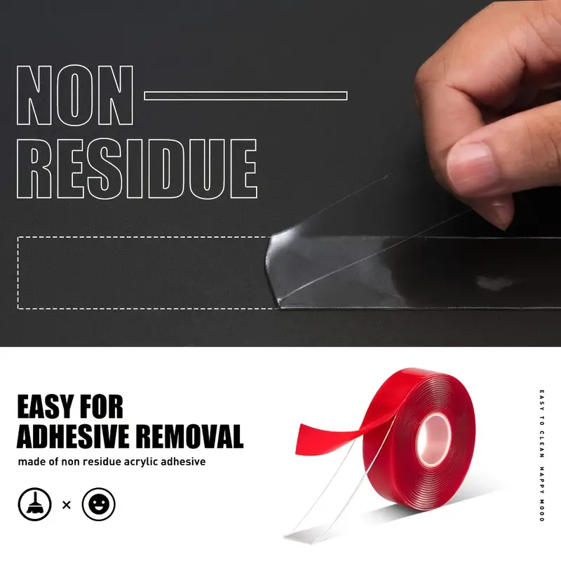 Cinta adhesiva doble cara fuerte 25 m 2 mm Transparente