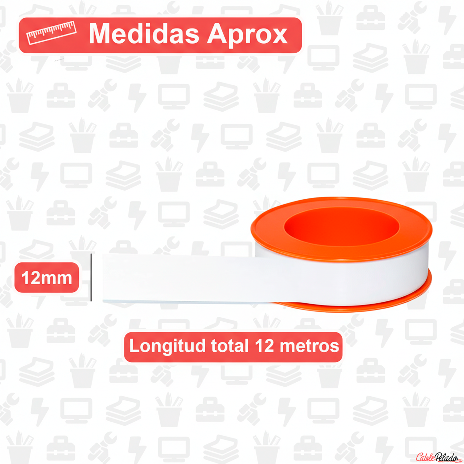 Cinta-Teflón Profesional De 12 mm x 12 m  Blanco