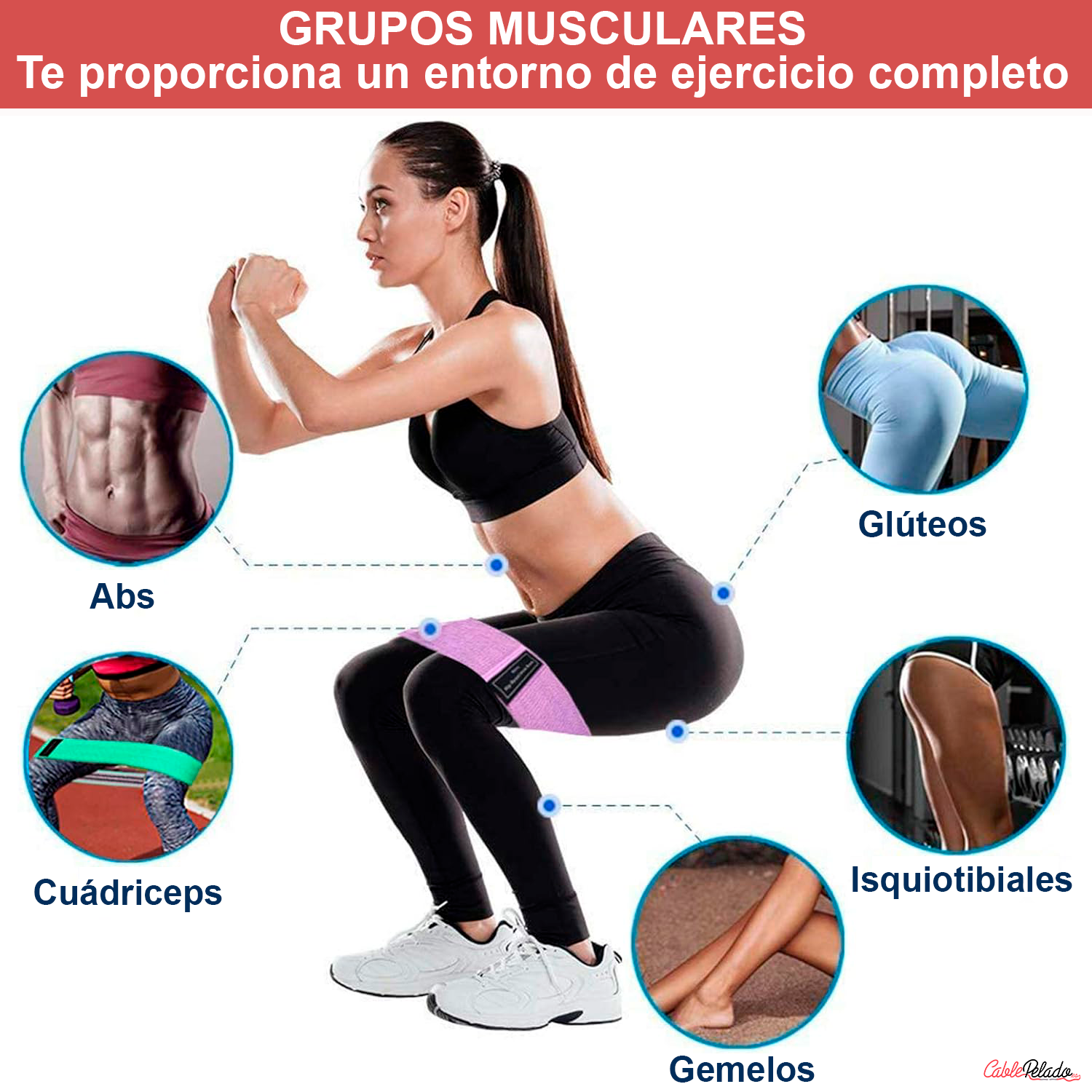 Cintas Elásticas para Glúteos y Piernas  ( 3 Niveles de Resistencia )