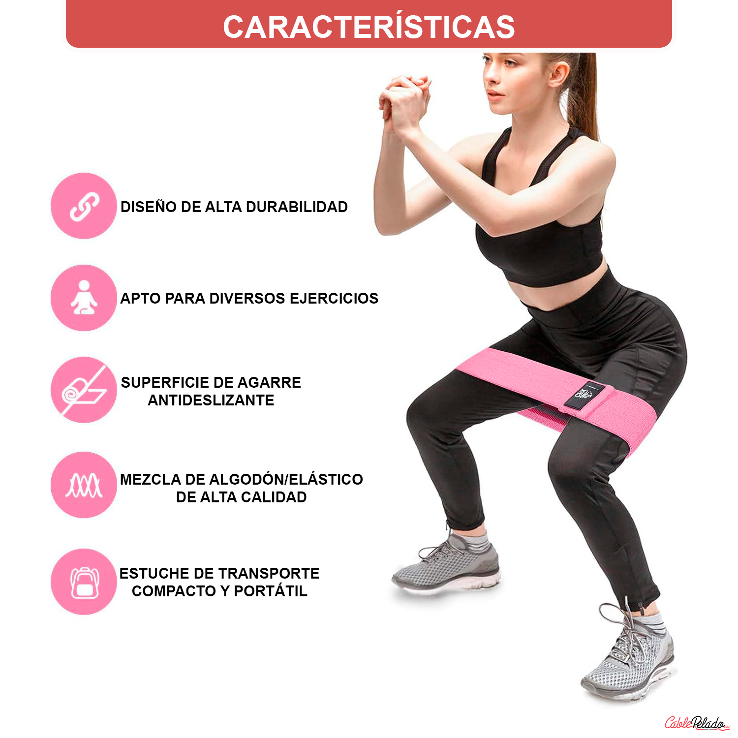 Cintas Elásticas para Glúteos y Piernas  ( 3 Niveles de Resistencia )