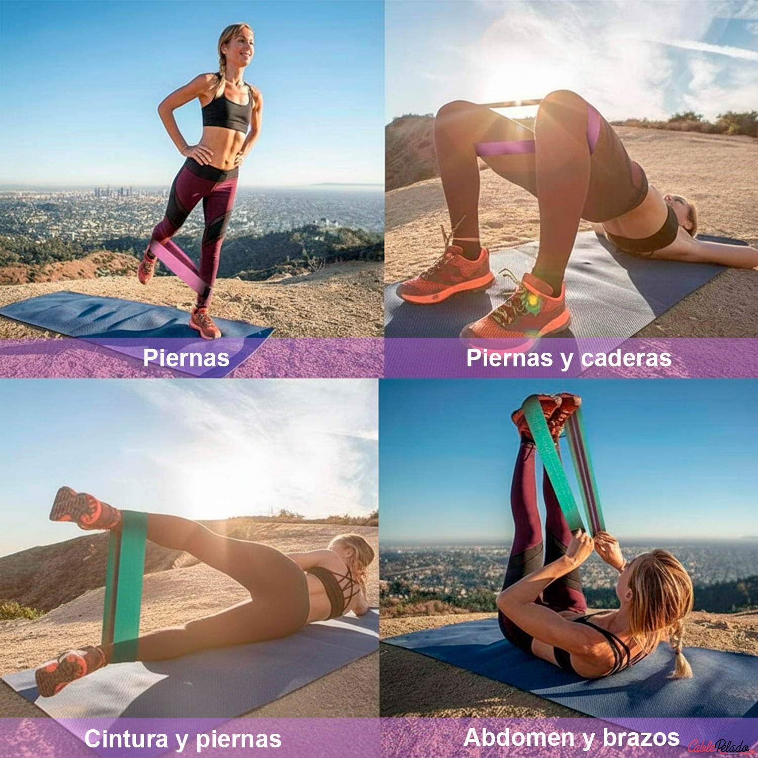 Cintas Elásticas para Glúteos y Piernas  ( 3 Niveles de Resistencia )