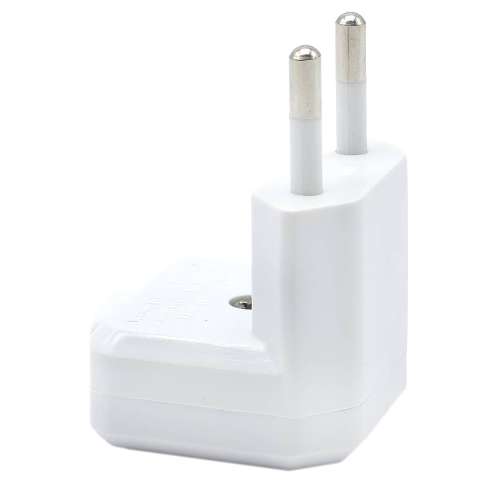 Clavija enchufe bipolar acodado macho 10A 250V  Blanco