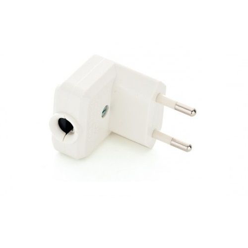 Clavija enchufe bipolar acodado macho 10A 250V  Blanco