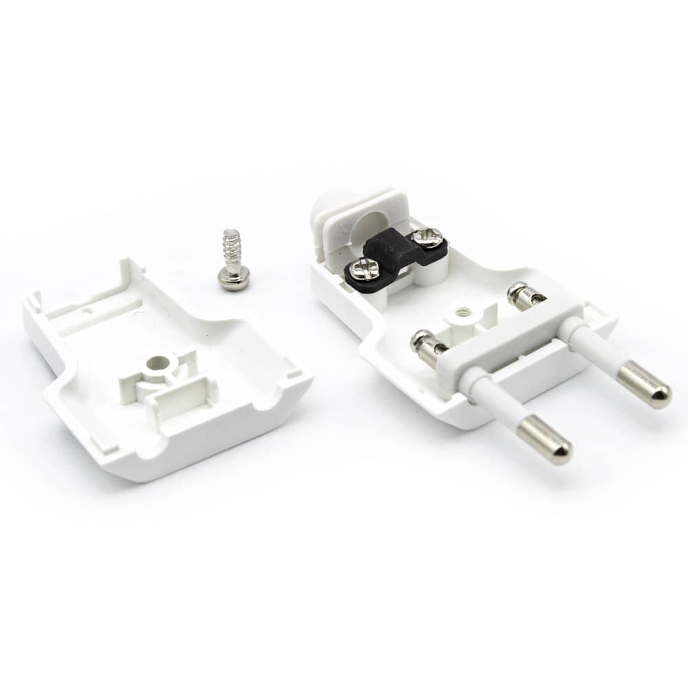 Clavija enchufe bipolar recto macho 10A 250V  Blanco