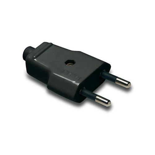 Clavija bipolar 250V 2 A con cable de 2 mtrs de 2x0,75 mm en negro