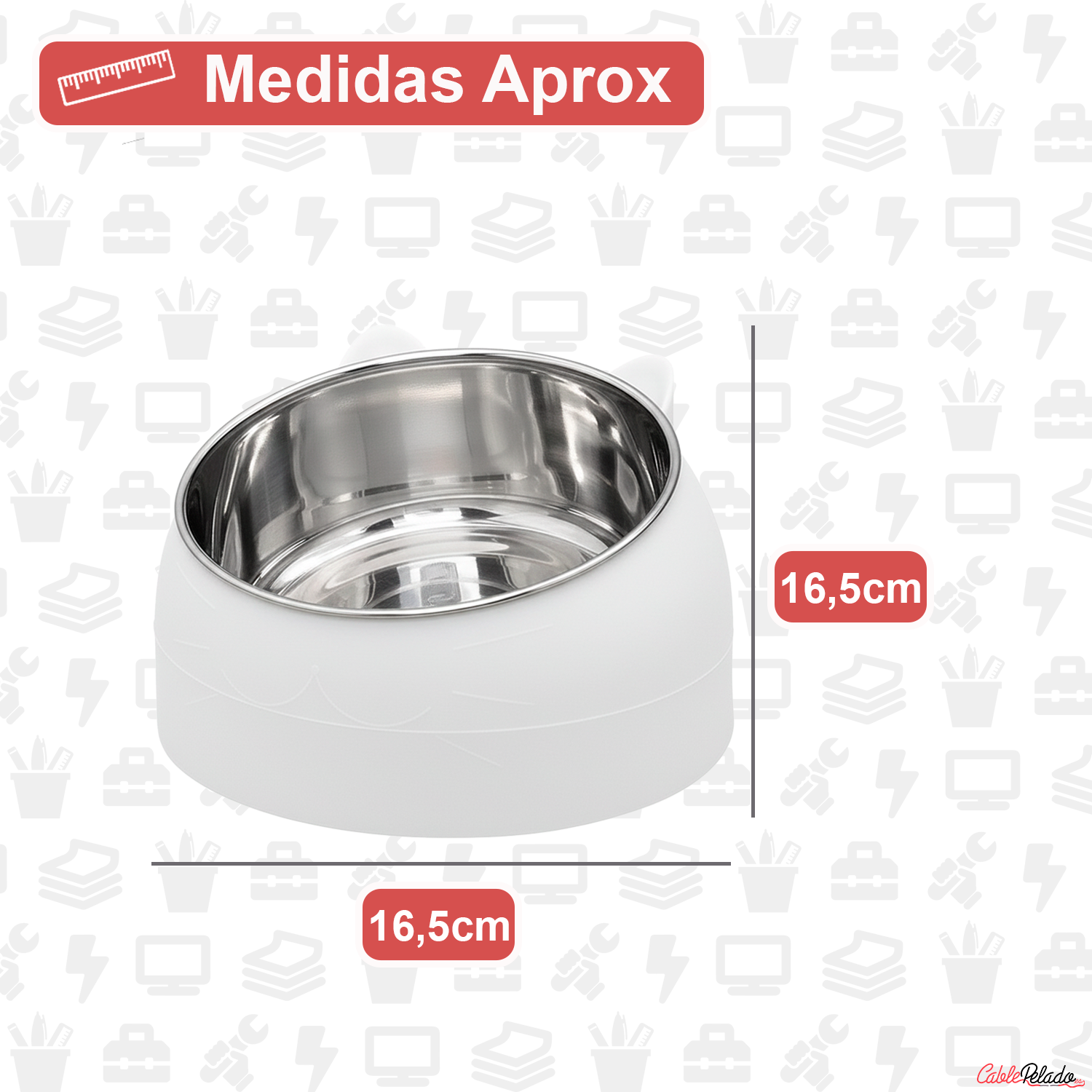 Comedero Inclinado Con Orejas Para Mascotas  Blanco