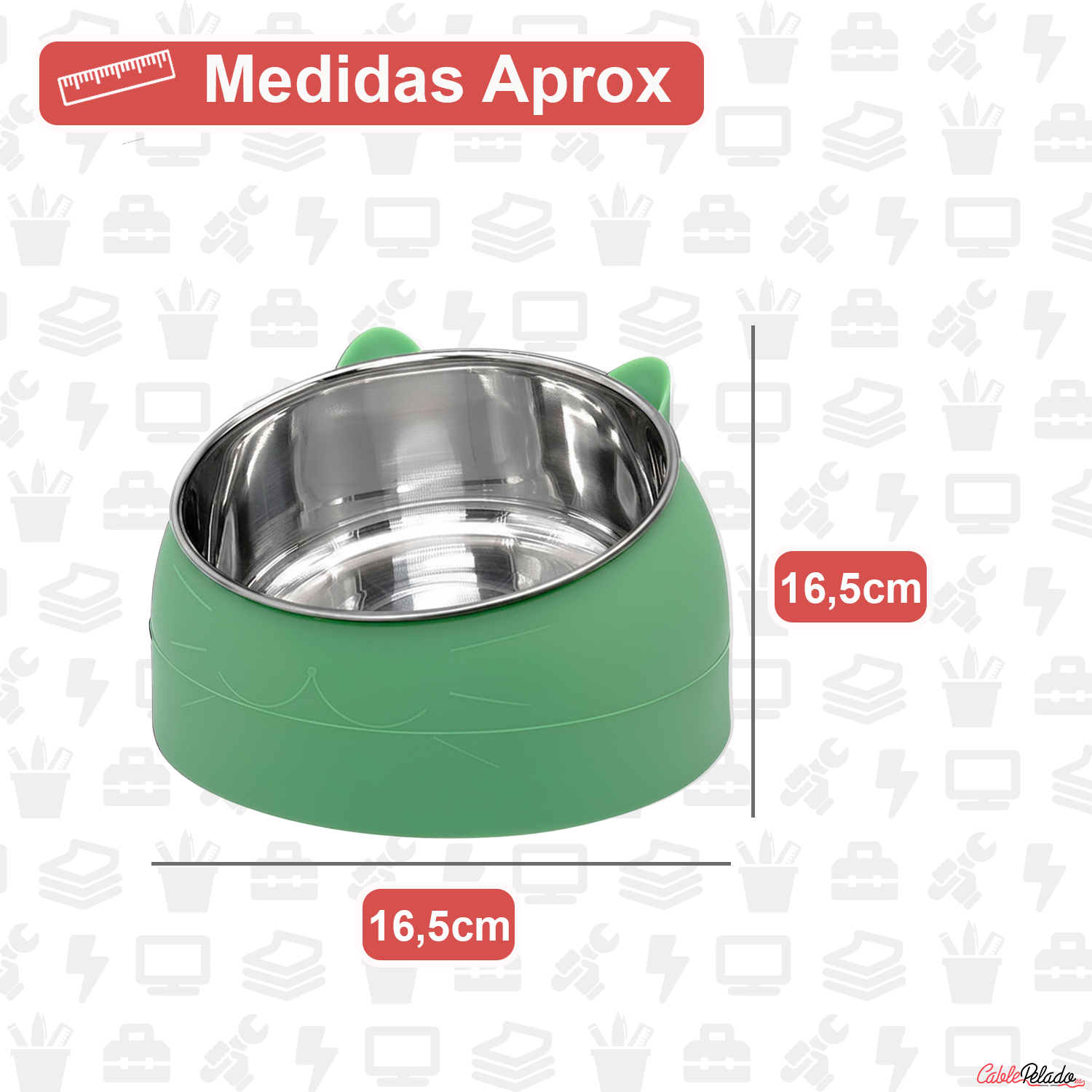 Comedero Inclinado Con Orejas Para Mascotas  Verde