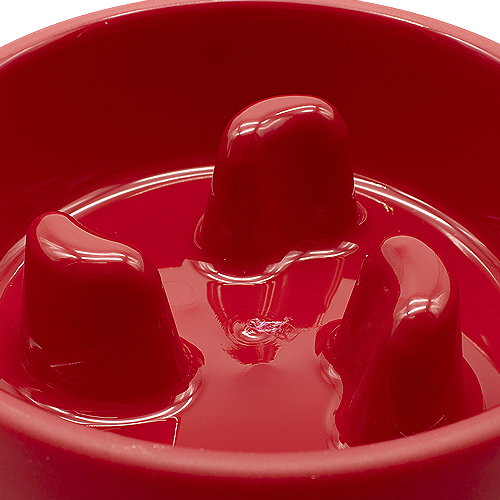 Comedero perro plastico redondo Antigloton comer lentamente  Rojo