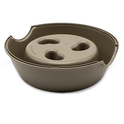 Comedero perro plastico redondo Antigloton comer lentamente  Marron