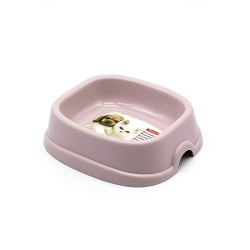 Comedero perro plastico Rex rectangular para mascotas 16 cm Rosa claro