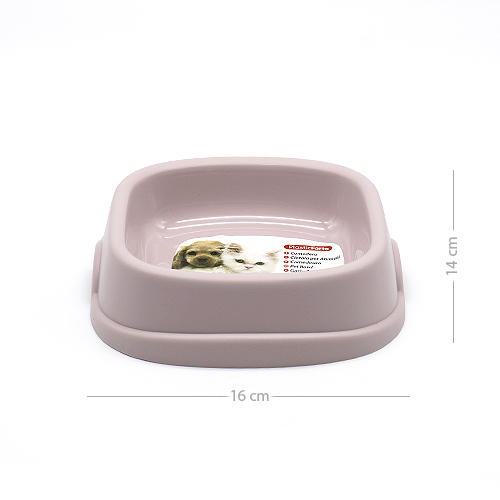 Comedero perro plastico Rex rectangular para mascotas 16 cm Rosa claro