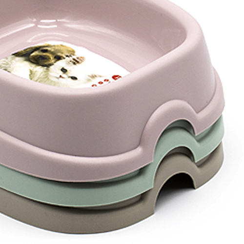 Comedero perro plastico Rex rectangular para mascotas 16 cm Rosa claro