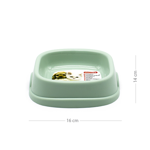 Comedero perro plastico Rex rectangular para mascotas 16 cm Verde claro