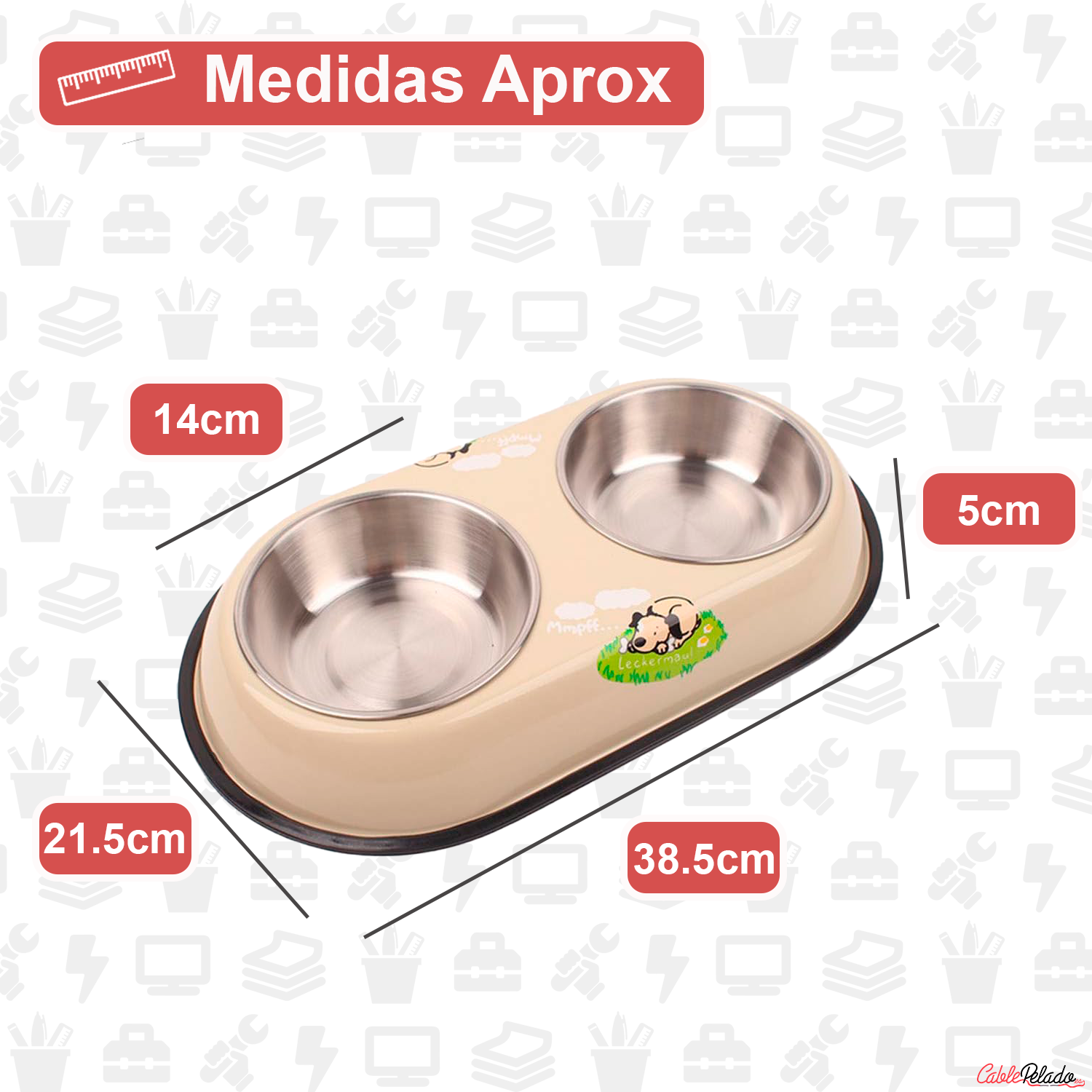 Comedero plastico doble con cuenco acero para mascotas  Verde claro