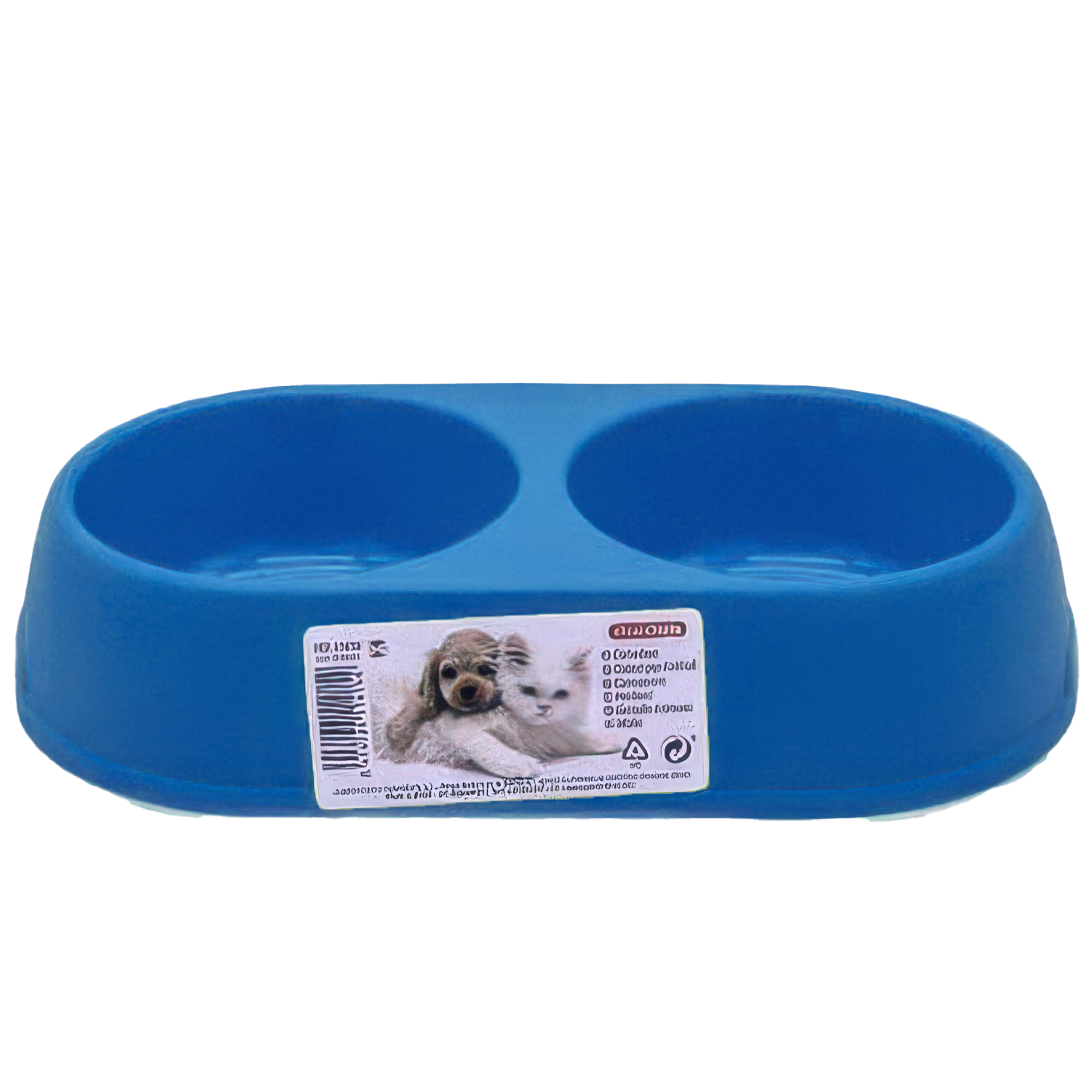 Comedero plastico doble redondo para mascotas  Azul