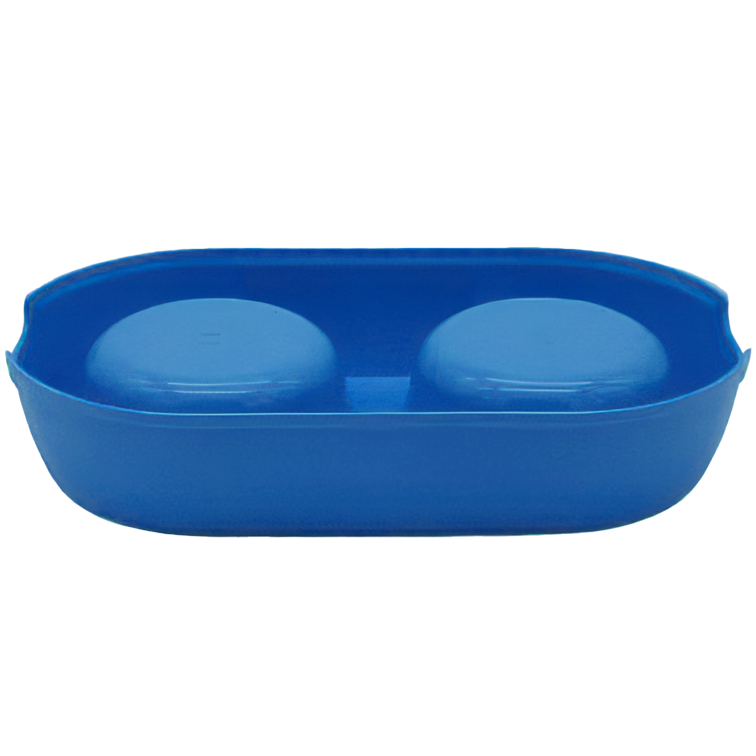 Comedero plastico doble redondo para mascotas  Azul