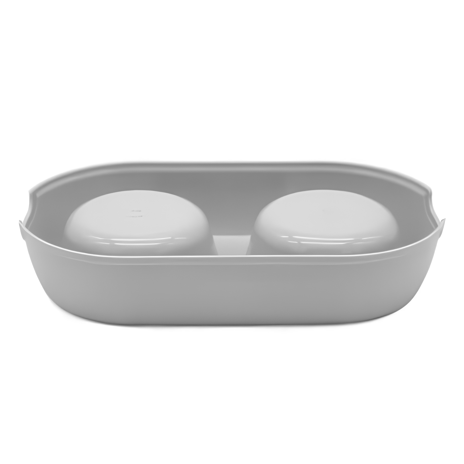 Comedero plastico doble redondo para mascotas  Gris