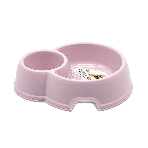 Comedero plastico doble Tailor para mascotas  Rosa claro