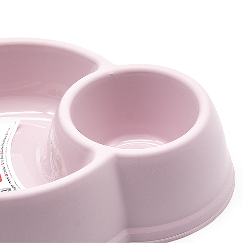 Comedero plastico doble Tailor para mascotas  Rosa claro