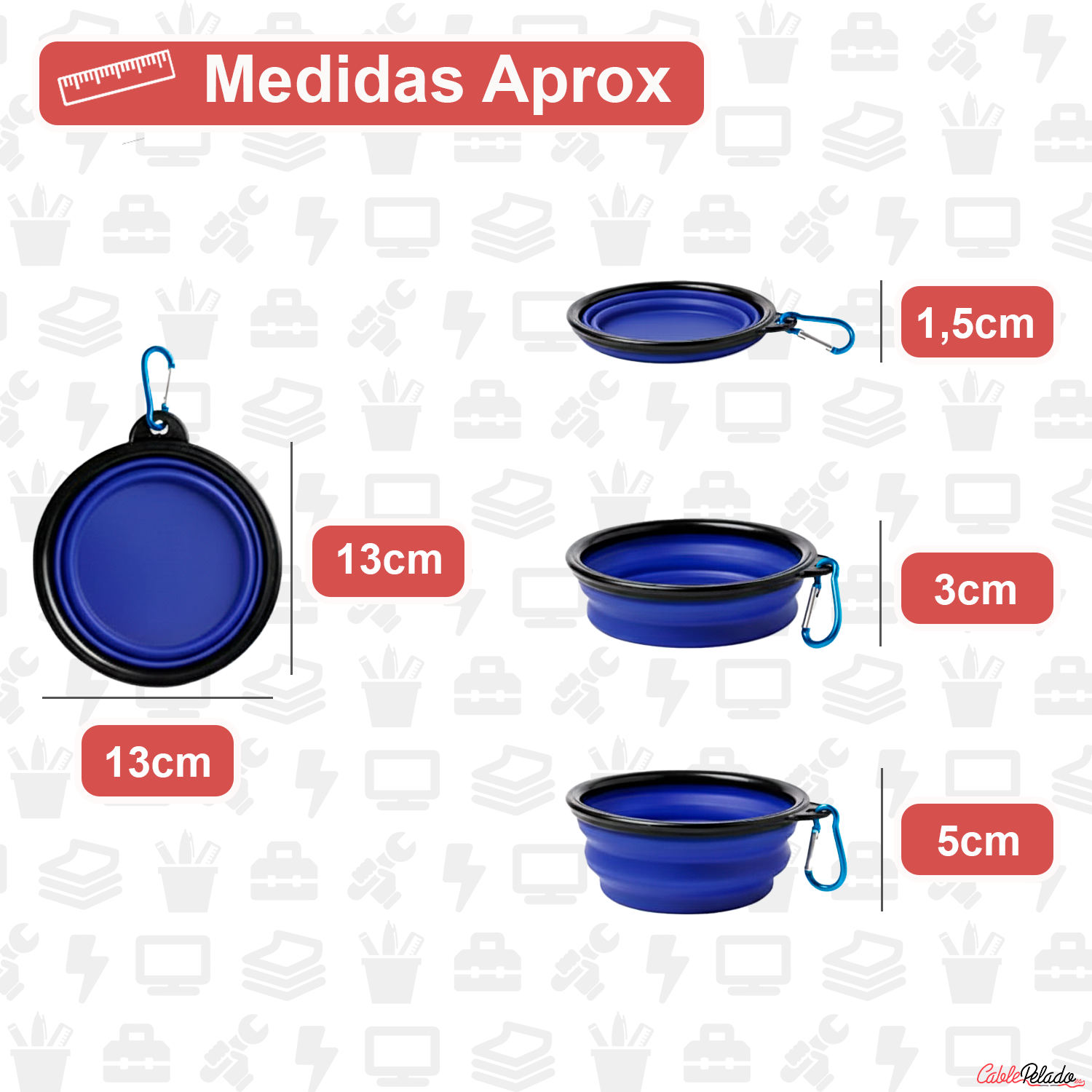 Comedero Plegable para Mascotas 450 ml  Azul