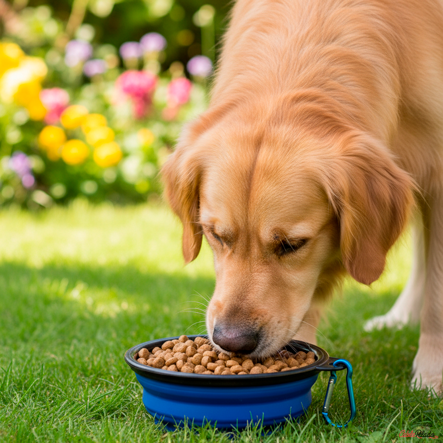 Comedero Plegable para Mascotas 450 ml  Azul