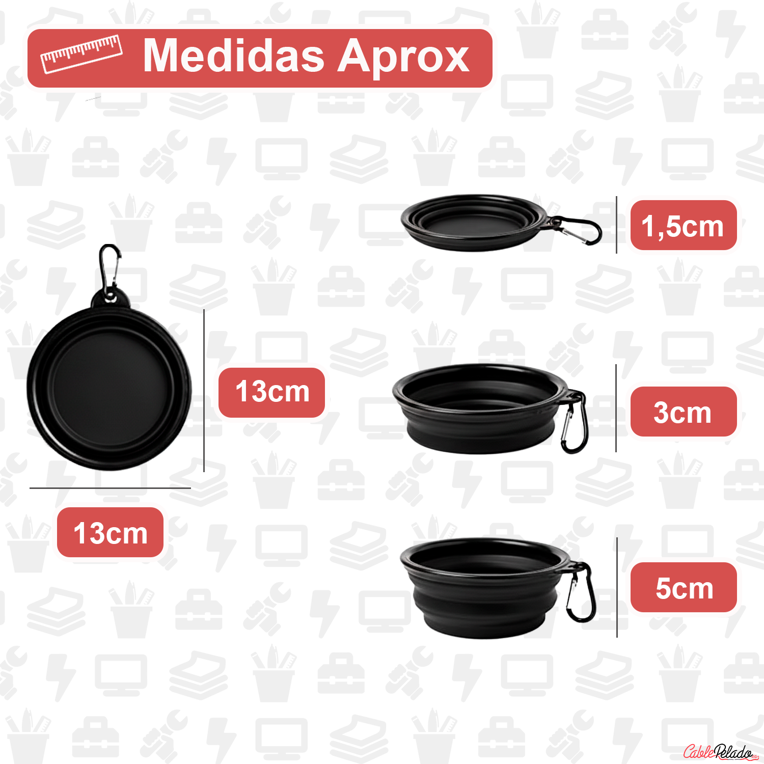 Comedero Plegable para Mascotas 450 ml  Negro