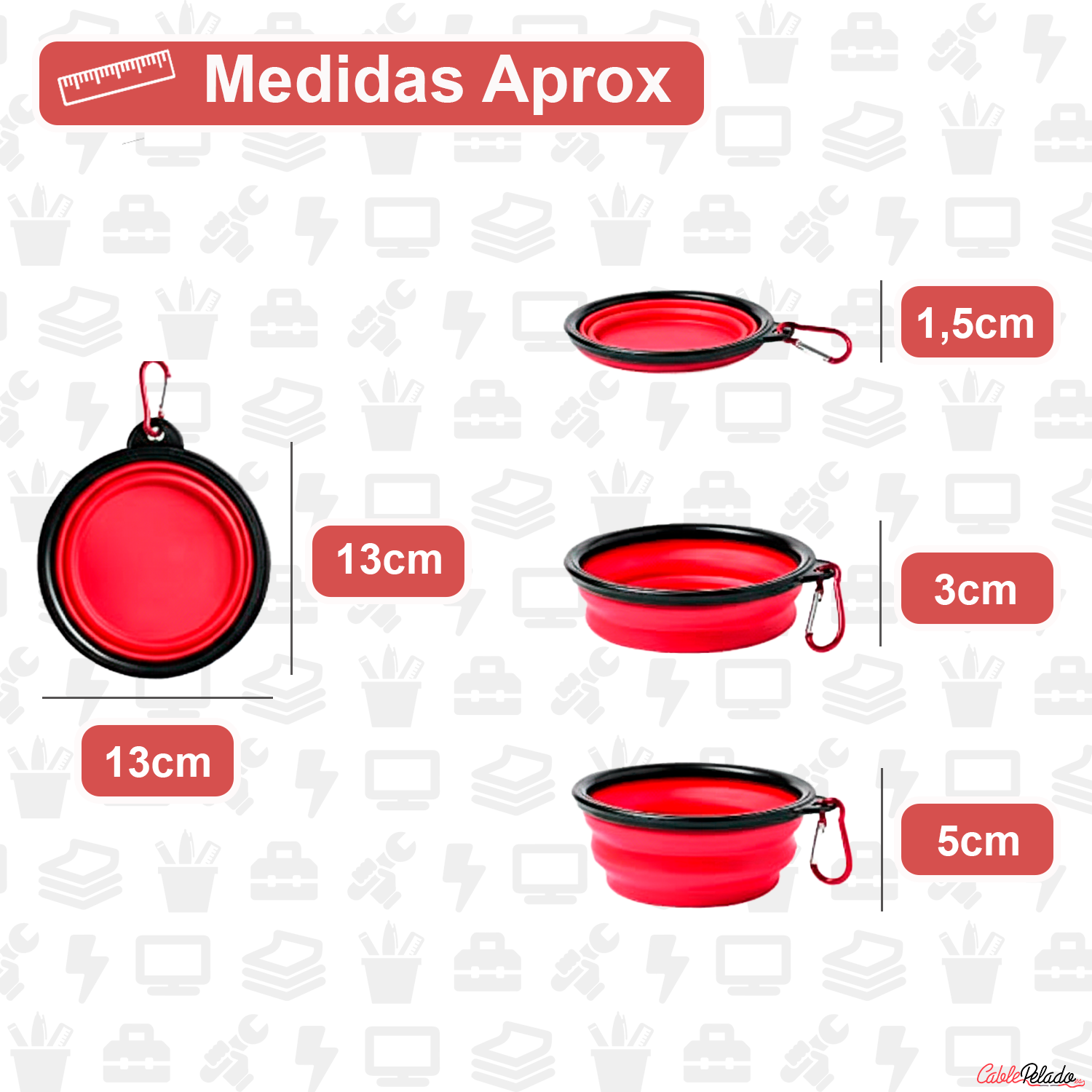 Comedero Plegable para Mascotas 450 ml  Rojo