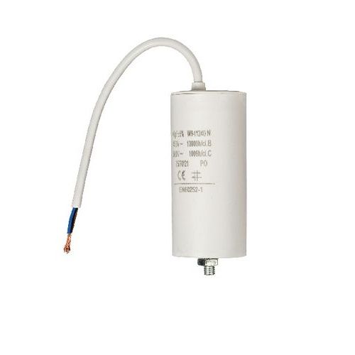 Condensador arranque motor electrico 450 V con cable 40.0 uF Blanco