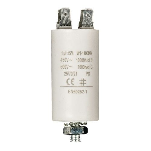 Condensador de arranque para motor electrico 450 VAC 1.0 uF Blanco