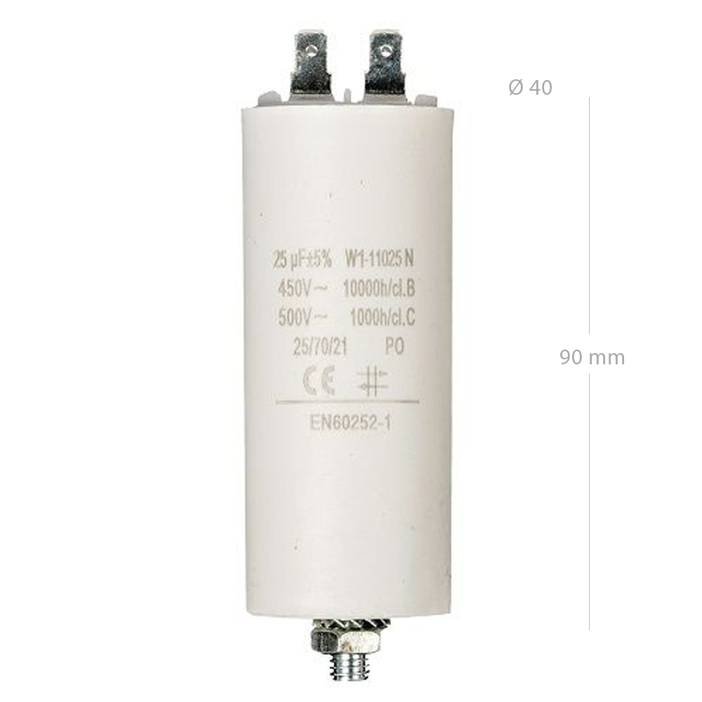Condensador de arranque para motor electrico 450 VAC 25.0 uF