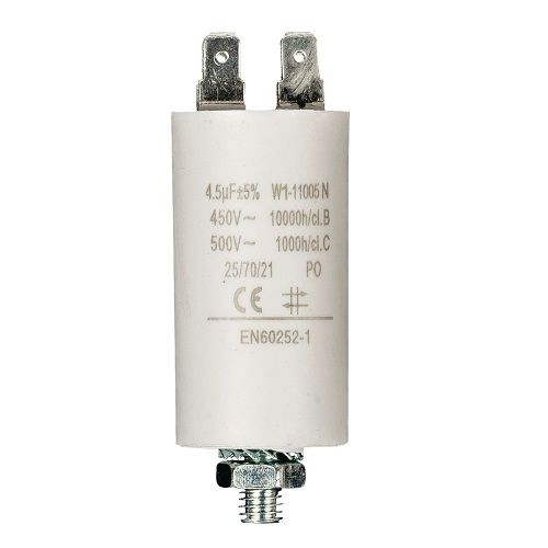 Condensador de arranque para motor electrico 450 VAC 4.5 uF Blanco