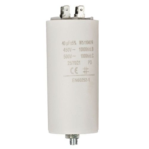 Condensador de arranque para motor electrico 450 VAC 40.0 uF Blanco