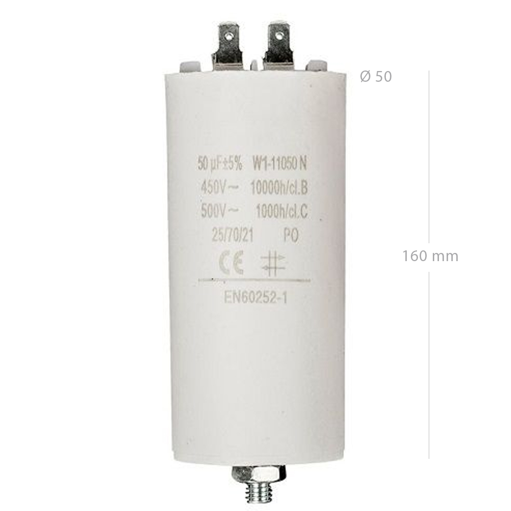 Condensador de arranque para motor electrico 450 VAC 50.0 uF