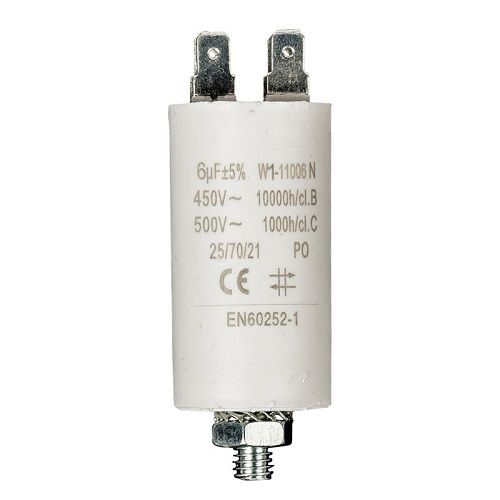 Condensador de arranque para motor electrico 450 VAC 6.0 uF Blanco