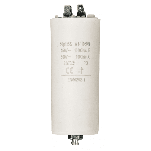 Condensador de arranque para motor electrico 450 VAC 60.0 uF Blanco