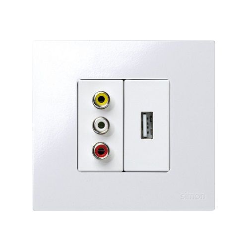 Conector 3x RCA medio elemento Simon 27 Play  Blanco