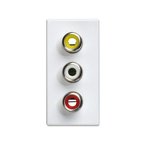 Conector 3x RCA medio elemento Simon 27 Play  Blanco
