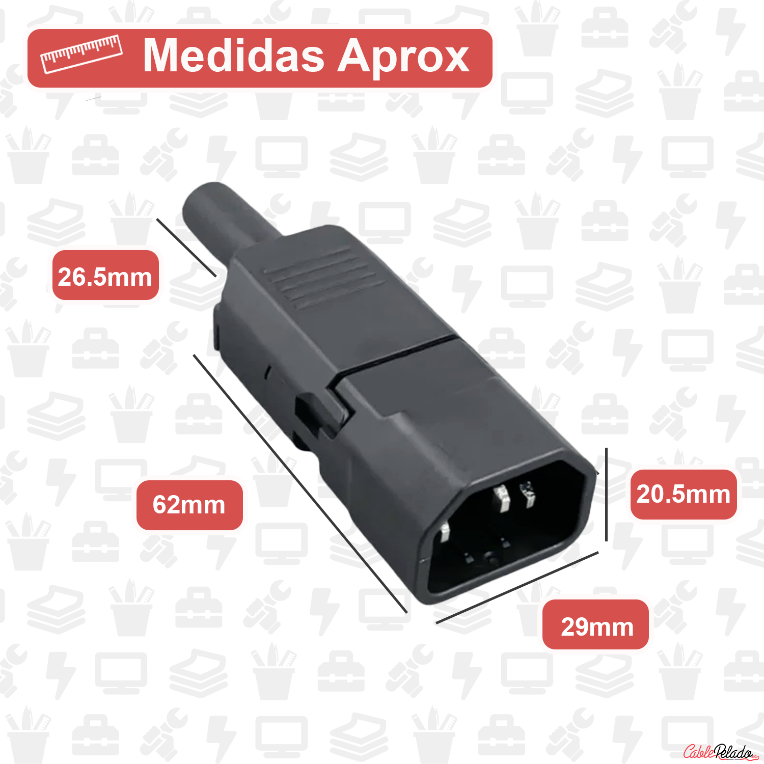 Conector Alimentacion C13 Hembra 10 A 250V Montaje Rapido  Negro