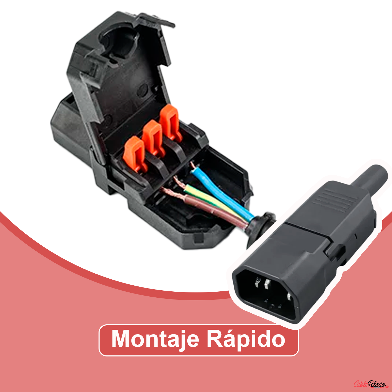 Conector Alimentacion C13 Hembra 10 A 250V Montaje Rapido  Negro