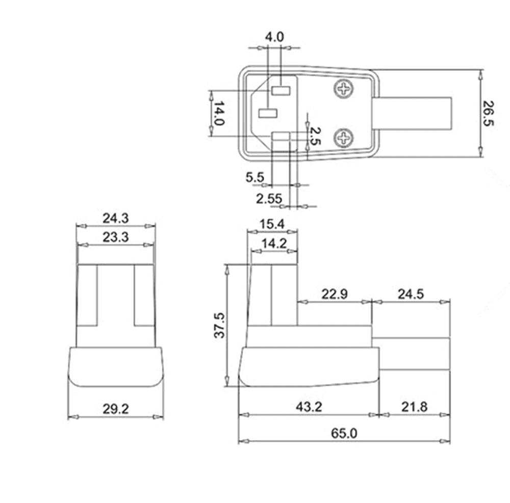 Conector alimentacion C13 hembra angular  Negro 10 A