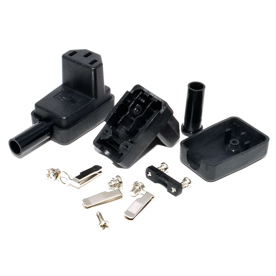 Conector alimentacion C13 hembra angular  Negro 10 A