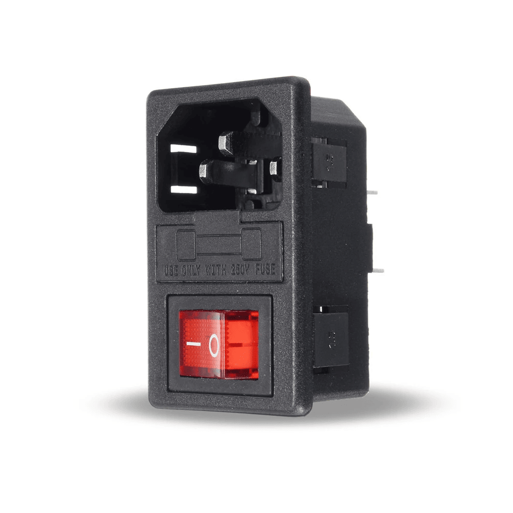 Conector alimentacion C14 AC con fusible hembra sin marco  Negro 10 A