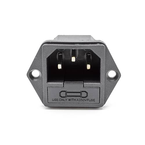 Conector alimentacion C14 AC con fusible macho  Negro 6.3 A