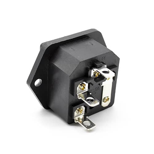 Conector alimentacion C14 AC con fusible macho  Negro 6.3 A