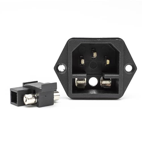 Conector alimentacion C14 AC con fusible macho  Negro 6.3 A