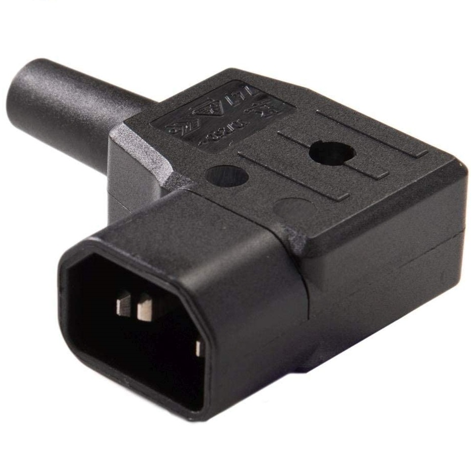 Conector alimentacion C14 IEC acodado macho  Negro