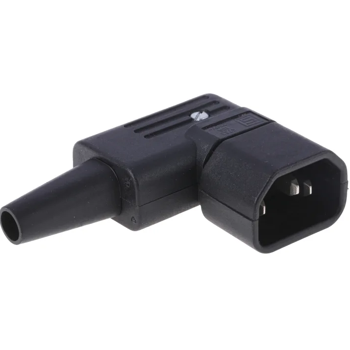 Conector alimentacion C14 IEC acodado macho  Negro